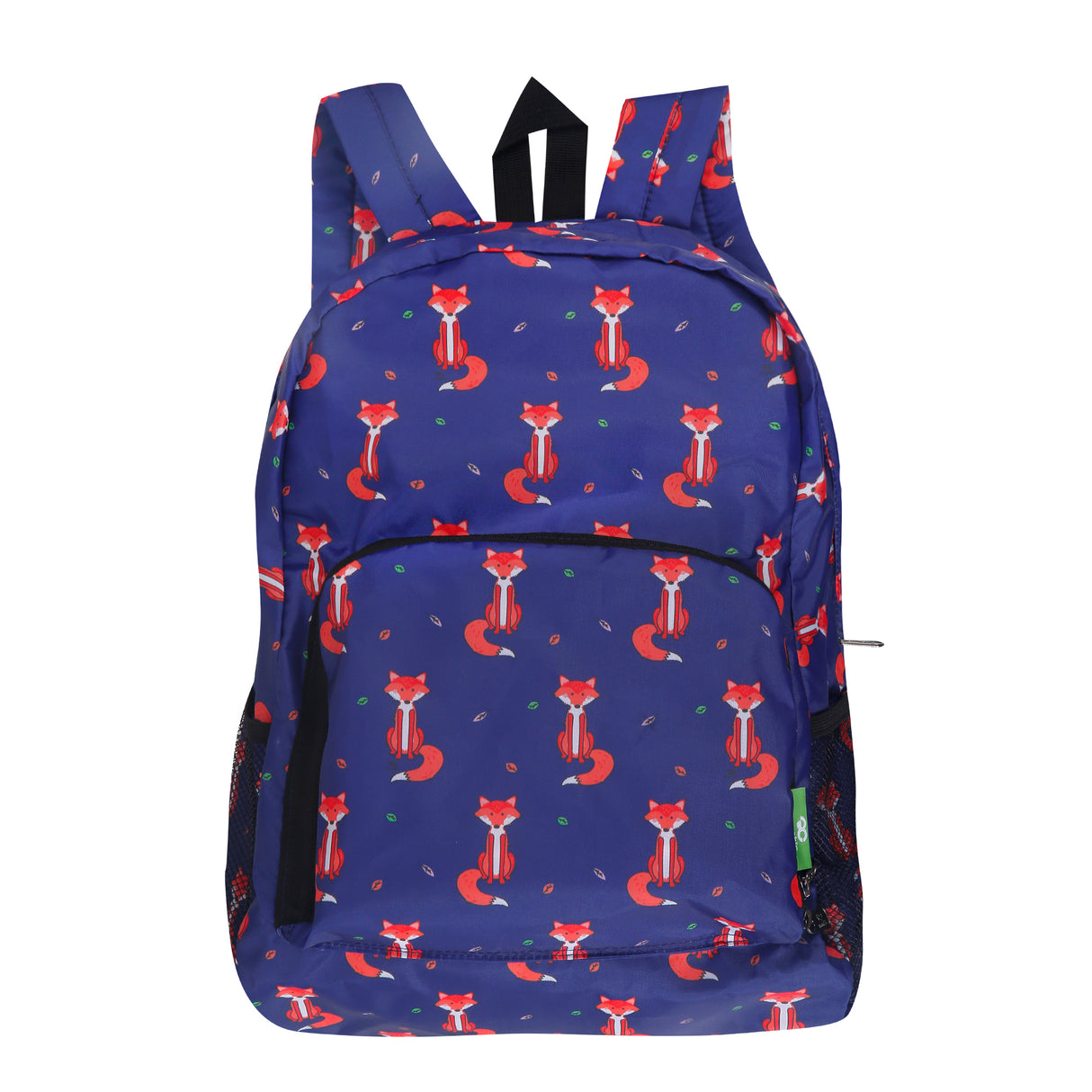 Rucksack ECO CHIC faltbar Füchse Navy Blau 27x43x16cm Kunststoff 100% recycelt