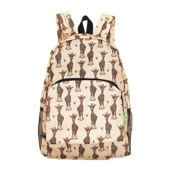 Rucksack ECO CHIC faltbar Giraffen Beige 27x43x16cm Kunststoff 100% recycelt