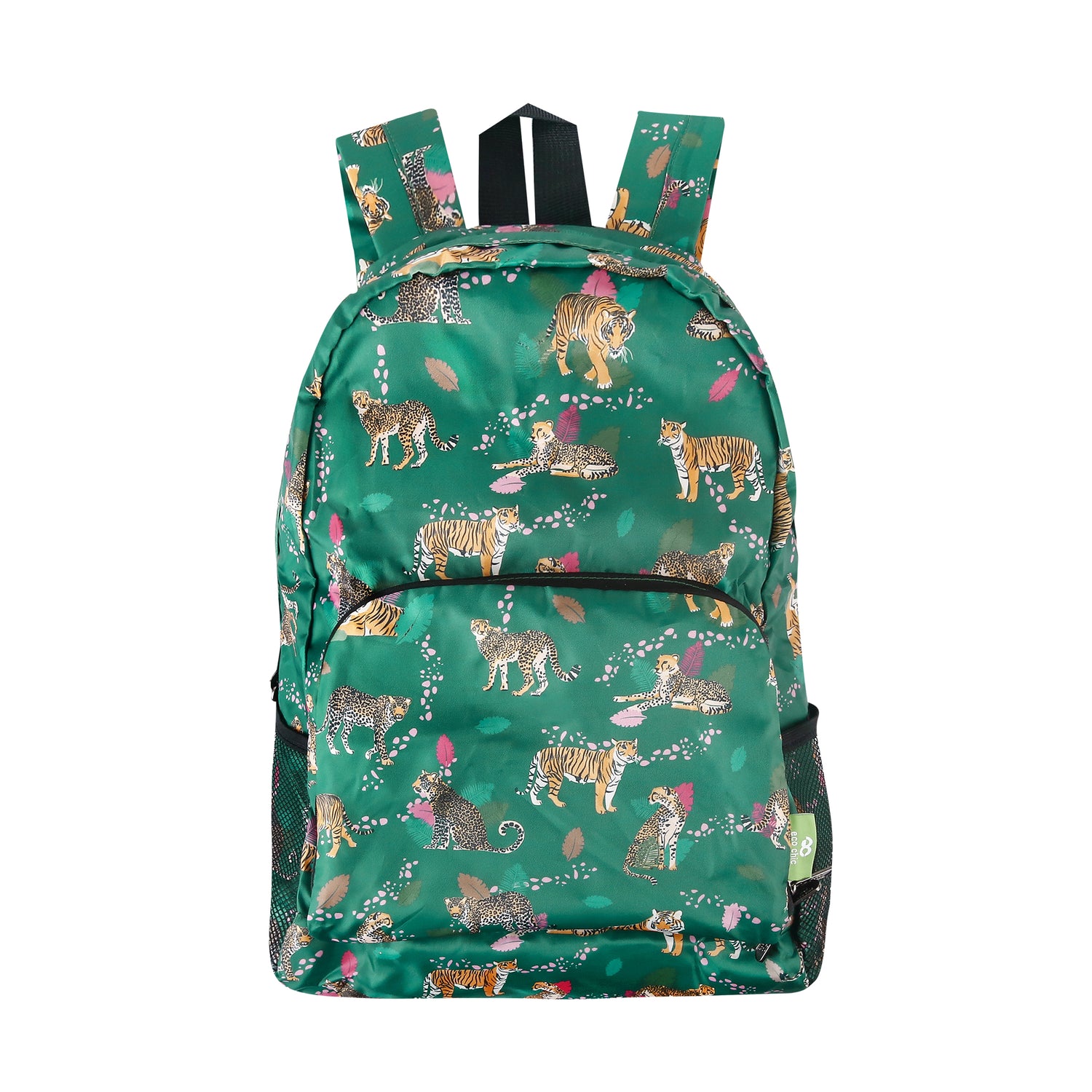 Rucksack ECO CHIC faltbar Grosse Katzen Grün 27x43x16cm Kunststoff 100% recycelt