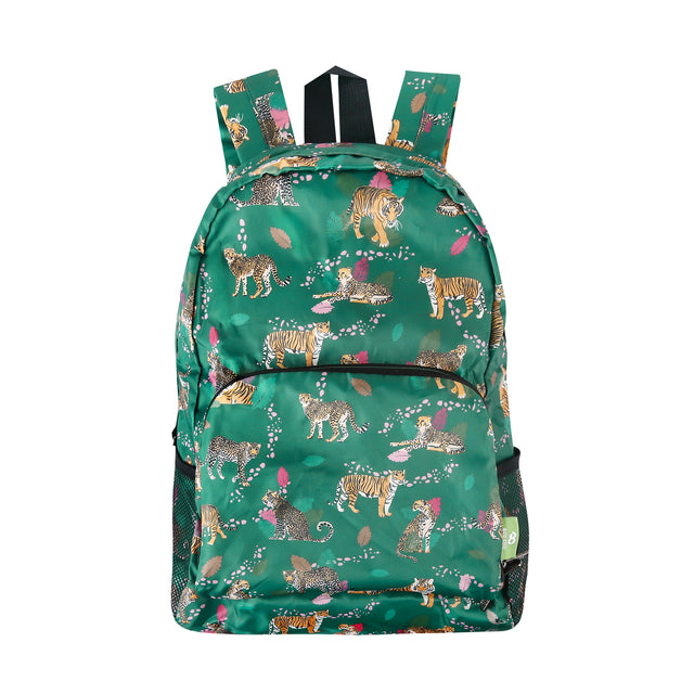 Rucksack ECO CHIC faltbar Grosse Katzen Grün 27x43x16cm Kunststoff 100% recycelt