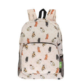 Rucksack ECO CHIC faltbar Lieblingskatzen Beige 27x43x16cm 100% recycelter Kunststoff