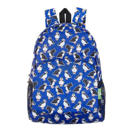 Rucksack ECO CHIC faltbar Papageientaucher Blau 27x43x16cm Kunststoff 100% recycelt