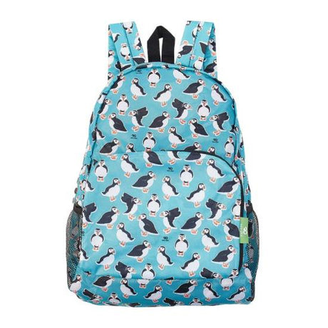 Rucksack ECO CHIC faltbar Papageientaucher Türkis 27x43x16cm Kunststoff 100% recycelt