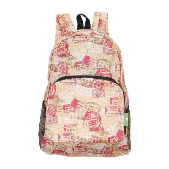 Rucksack ECO CHIC faltbar Reisestempel 27x43x16cm Kunststoff 100% recycelt