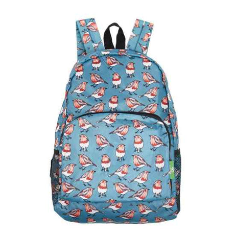 Rucksack ECO CHIC faltbar Rotkehlchen Blau  27x43x16cm Kunststoff 100% recycelt