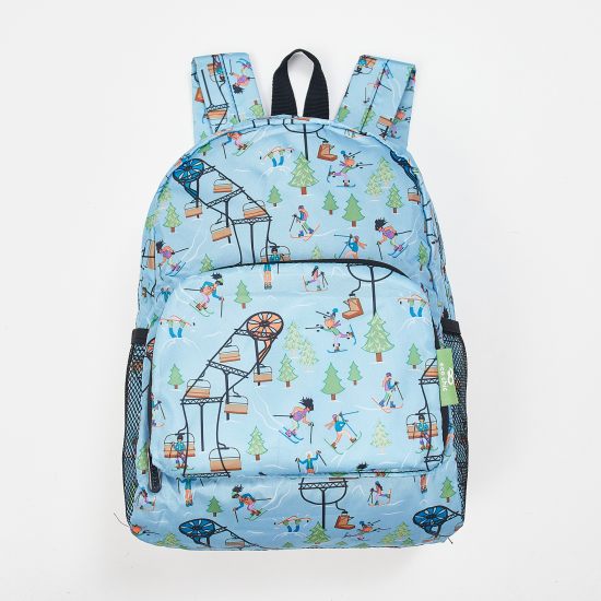 Rucksack ECO CHIC faltbar Skifahrer Hell Blau 27x43x16cm Kunststoff 100% recycelt
