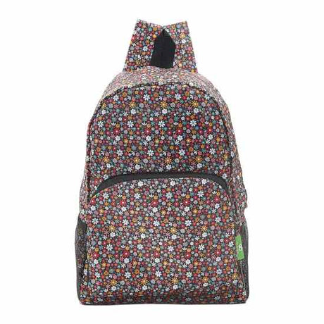 Rucksack ECO CHIC faltbar Streublumen Schwarz 27x43x16cm Kunststoff 100% recycelt