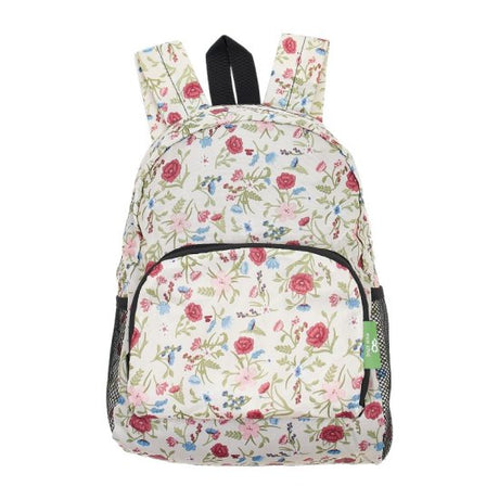 Rucksack Mini ECO CHIC faltbar Blüten Beige 29x22x14cm Kunststoff 100% recycelt