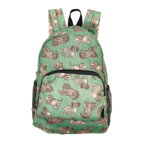 Rucksack Mini ECO CHIC faltbar Cocker Pudel Grün 29x22x14cm Kunststoff 100% recycelt