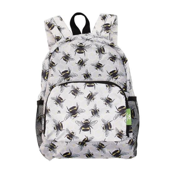 Rucksack Mini ECO CHIC faltbar Hummeln Grau 29x22x14cm Kunststoff 100% recycelt