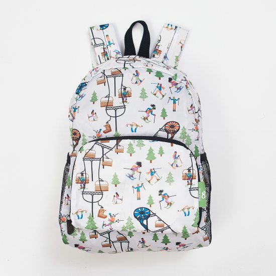 Rucksack Mini ECO CHIC faltbar Skifahrer Weiss 29x22x14cm Kunststoff 100% recycelt
