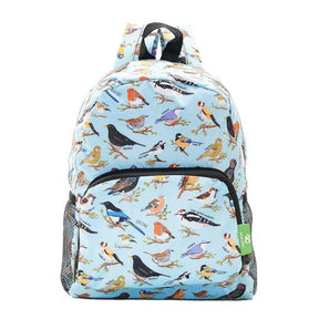Rucksack Mini ECO CHIC faltbar Vögel Blau 29x22x14cm Kunststoff 100% recycelt