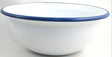 Schale Emaille weiss mit blauem Rand D 36cm