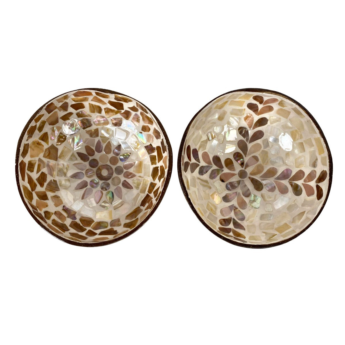 Schale Kokosnuss mit Perlmutt Braun/Weiss (2er Set)