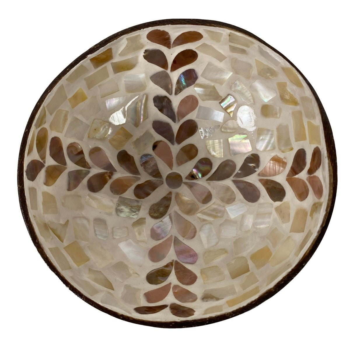 Schale Kokosnuss mit Perlmutt Braun/Weiss (2er Set)