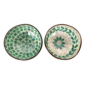 Schale Kokosnuss mit Perlmutt Grün/Weiss