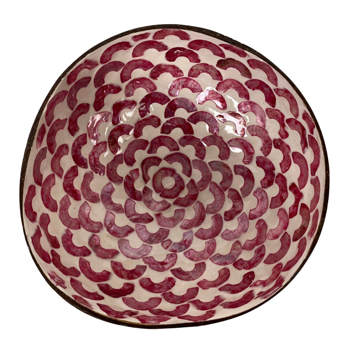 Schale Kokosnuss mit Perlmutt Rot/Weiss (2er Set)