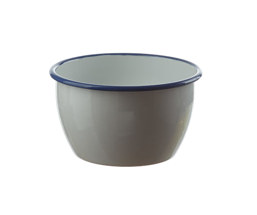 Schale tief Emaille weiss mit blauem Rand D 18cm