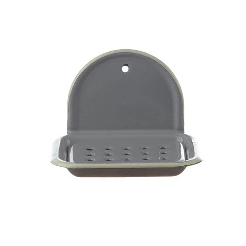 Seifenschale zum Hängen Emaille 13x10cm 9cm hoch grau