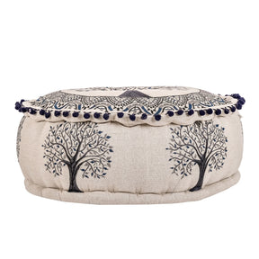 Sitzkissen Pouf Baum des Lebens Blau 46x20cm