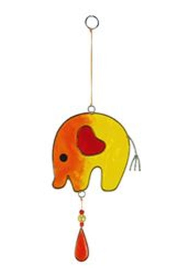 Suncatcher Elefant geld/orange 9.5x25cm BALI