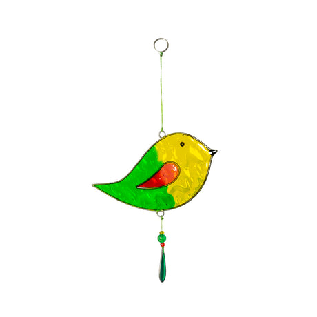 Suncatcher Vogel grün/gelb 12.5x21cm