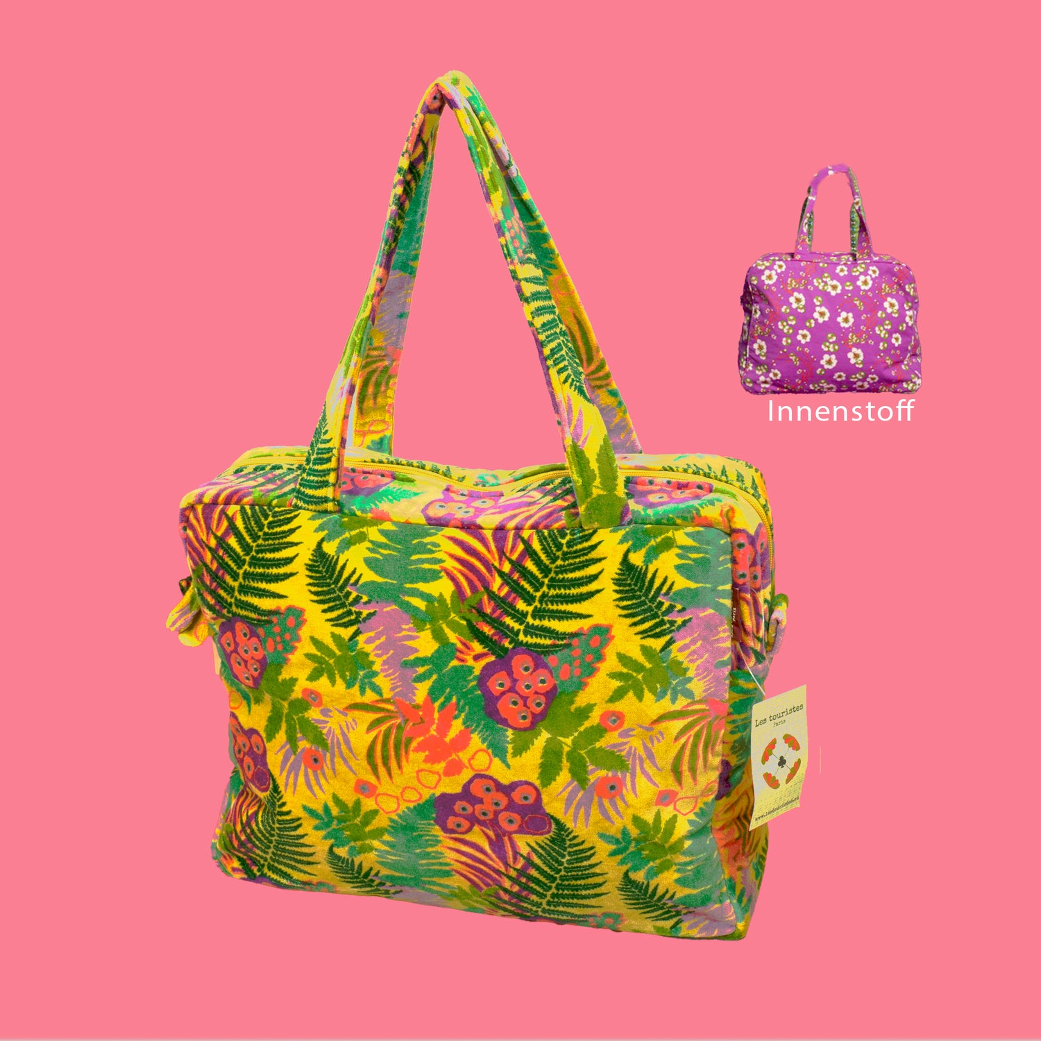 Tasche Samt (FERN GOLD) 100% Baumwolle 34x26x10 cm