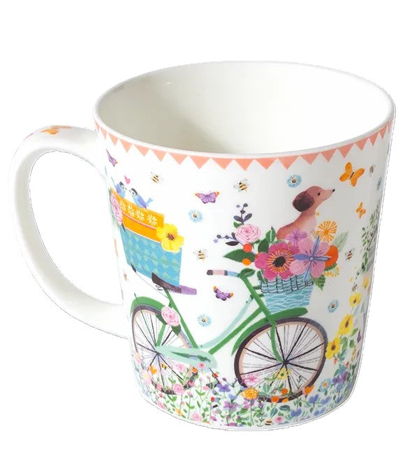 Tasse "Dackel & Fahrrad" (500 ml) aus feinem Porzellan
