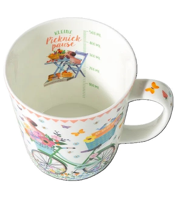 Tasse "Dackel & Fahrrad" (500 ml) aus feinem Porzellan