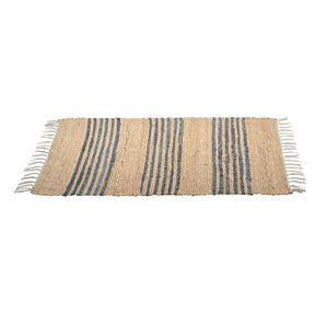 Teppich mit blauen Streifen 50x80cm Jute