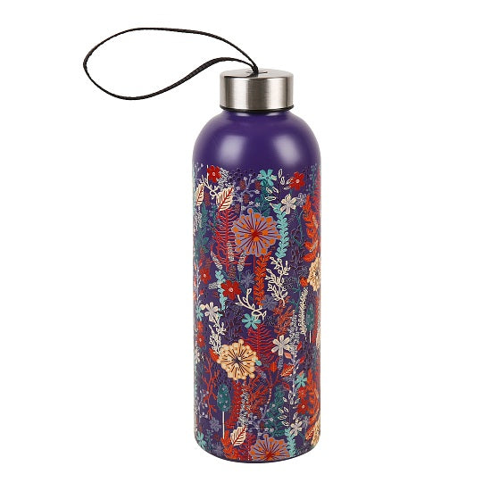 Thermos Flasche ECO CHIC Blumen Violet 500ml 27x7cm 24h kalt/12h heiss Metall 100% recycelt