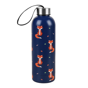 Thermos Flasche ECO CHIC Fuchs Dunkelblau 500ml 27x7cm 24h kalt/12h heiss Metall 100% recycelt