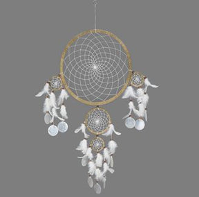 Traumfänger 5 Ringe Schnur/Capiz L85cm diam.32cm