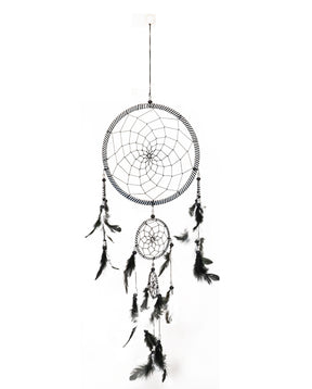 Traumfänger 5 Ringe schwarz-weiss L65cm diam.21.5cm