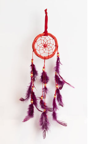 Traumfänger rot 8x33.5cm Rattan