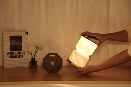 Twist Hexagon Lamp - Walnut