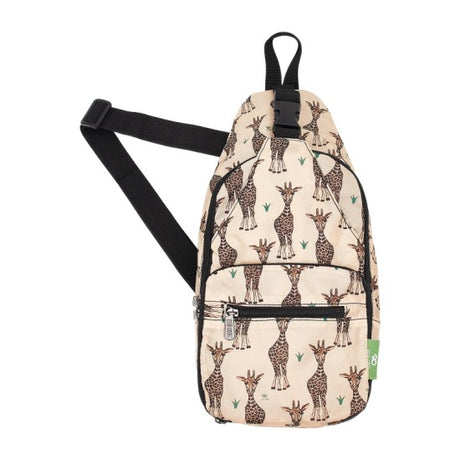 Umhängetasche ECO CHIC faltbar Giraffen Beige 18x38x10cm 100% recycelter Kunststoffv