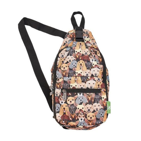 Umhängetasche ECO CHIC faltbar Hunde Schwarz 18x38x10cm Kunststoff 100% recycelt