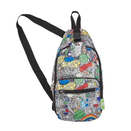 Umhängetasche ECO CHIC faltbar Save The Planet Bunt 18x38x10cm Kunststoff 100% recycelt