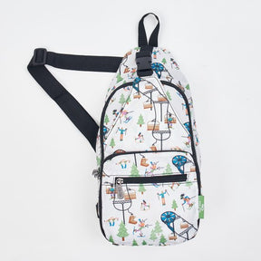 Umhängetasche ECO CHIC faltbar Skifahrer Weiss 8x38x10cm Kunststoff 100% recycelt