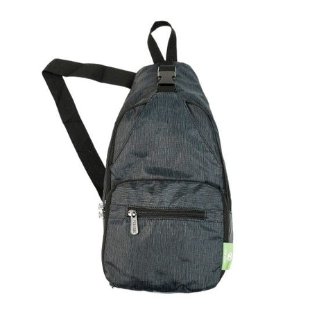Umhängetasche ECO CHIC faltbar Uni Schwarz 18x38x10cm Kunststoff 100% recycelt