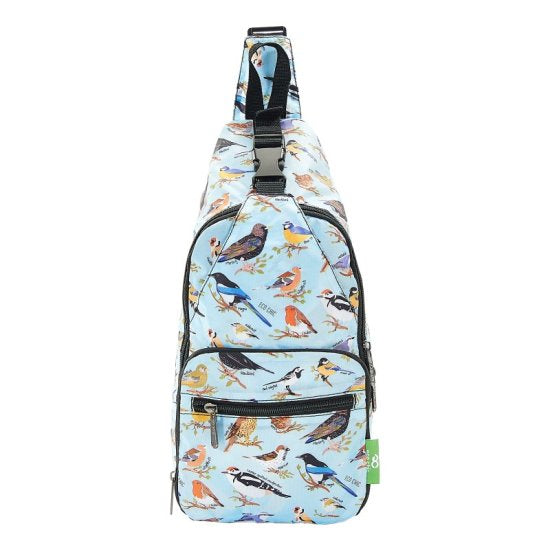 Umhängetasche ECO CHIC faltbar Vögel Blau 18x38x10cm Kunststoff 100% recycelt