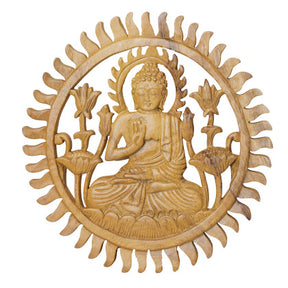 Wand Relief Buddha 30cm Holz