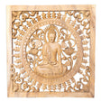 Wand Relief Buddha quadratisch 50cm helles Holz