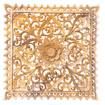 Wand Relief quadratisch 50cm helles Holz