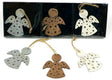 Weihnachtsbaumhänger 6erSet Holz Engel 25x9x1.5cm