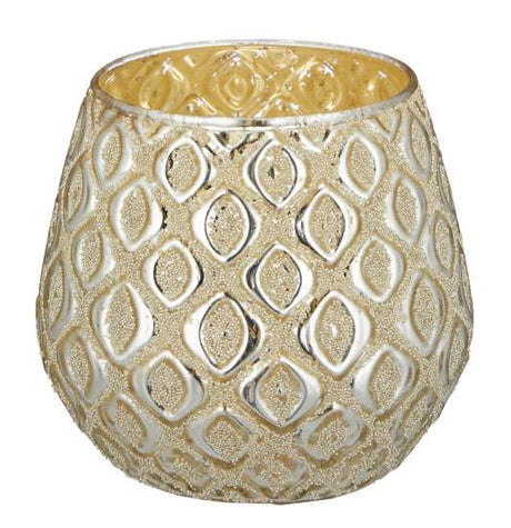 Windlicht Raute gold Glas 11x11x10cm