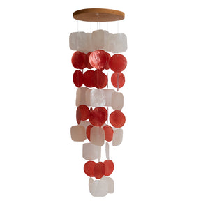 Windspiel mit Capizmuschel rot weiss 65cm