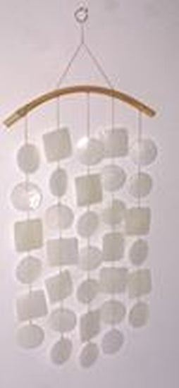Windspiel mit Capizmuschel weiss Rattan 59cm
