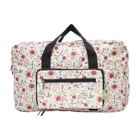 Wochenend-Reisetasche ECO CHIC faltbar Blüten Beige 29x50x20cm 100% Kunststoff recycelt